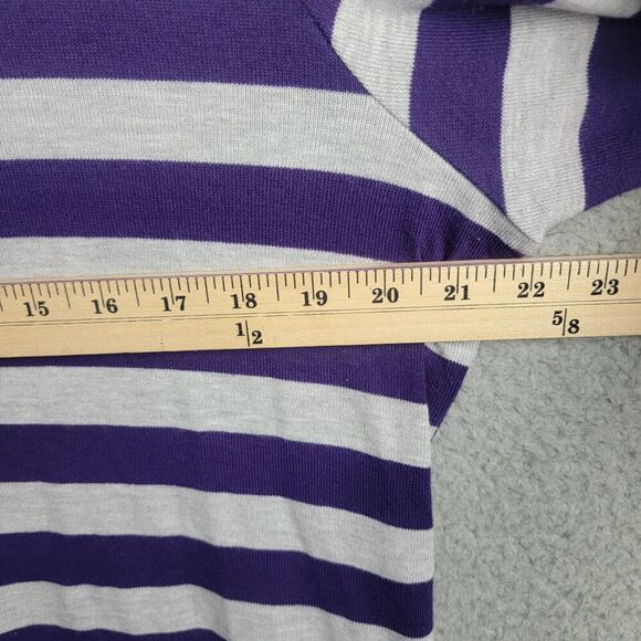 Zena Woman Tunic Shirt Womens L Navy Blue White V-Neck Flattering Angle Stripes - Picture 8 of 10